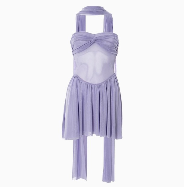 French Purple Sleeveless Backless Gathered Ribbon A-line 17th Birthday Omecoming Dress