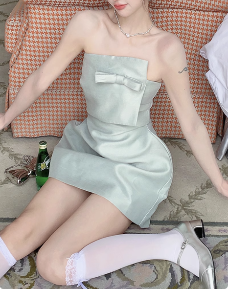 Cute Green Bandeau Waist Mini 17th Birthday Homecoming Dress