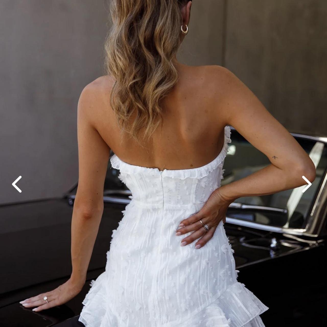 Cute White Tube Top Irregular Skirt Birthday Dress Homecoming Dress
