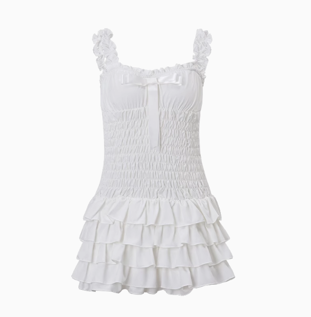 Cute Ruffled Bow Strappy Mini 17th Birthday Homecoming Dress