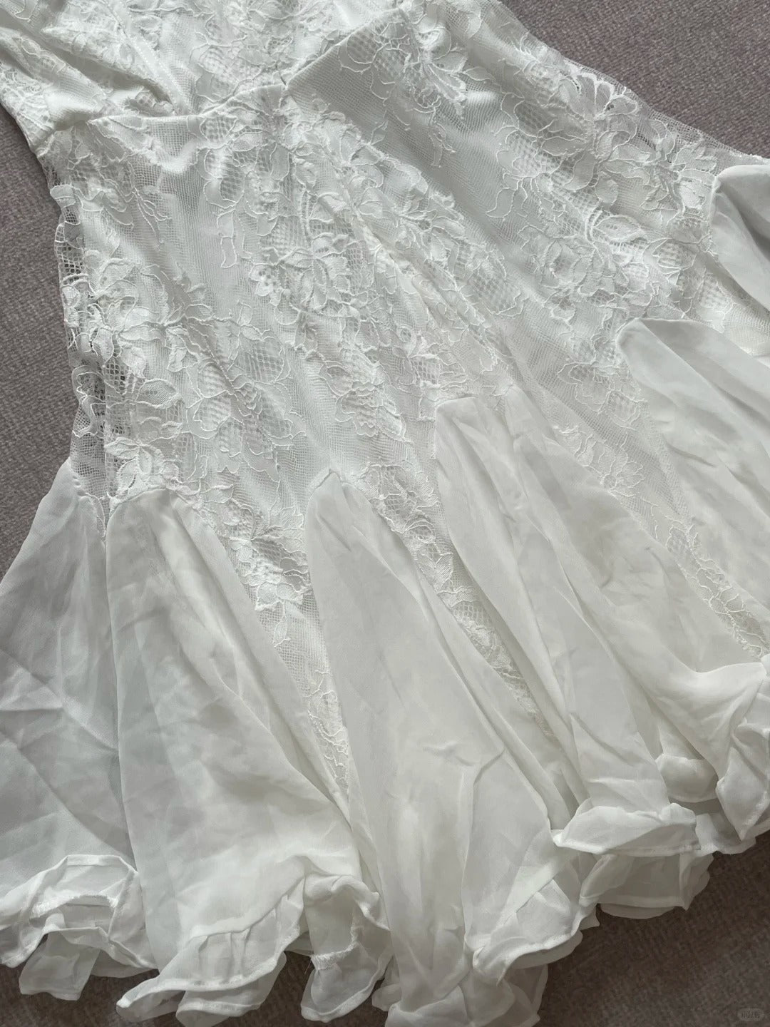 Elegant Tube Top White Lace Splicing Mesh A-line 17th Birthday Homecoming Dress