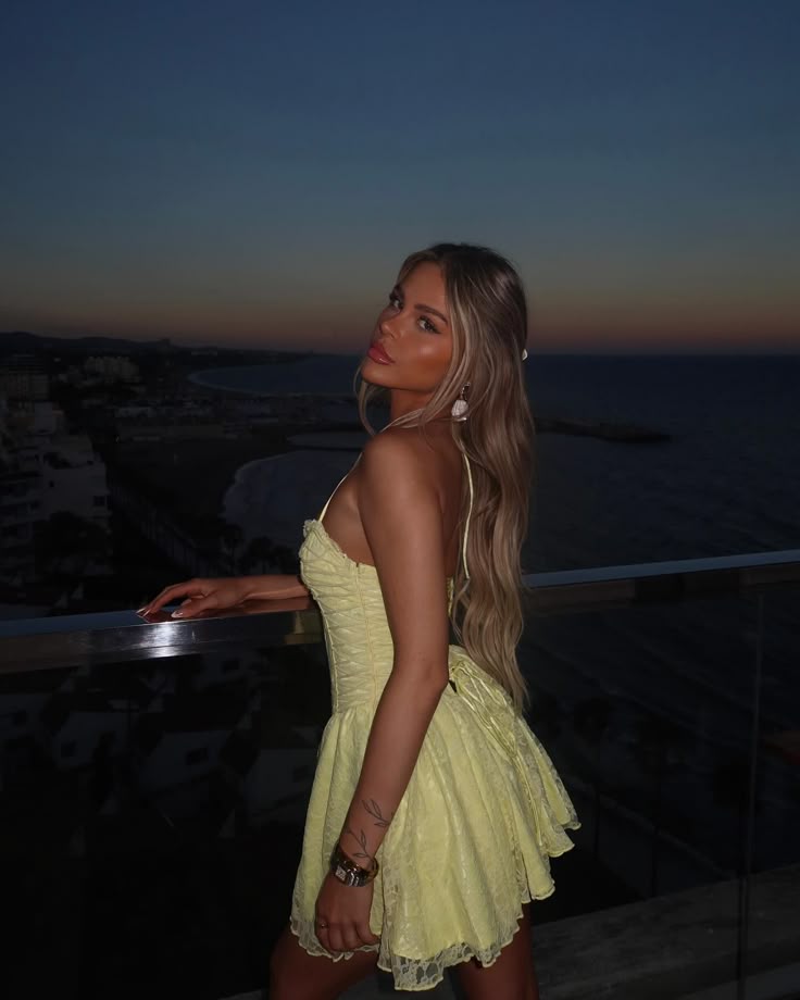 Cute Lace Halterneck Low-cut Light Yellow A-line 17th Birthday Homecoming Dress