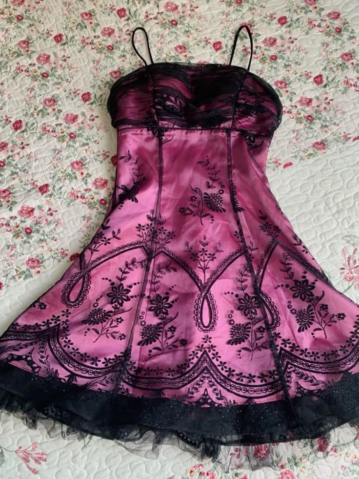 Vintage Black Tulle Lace Pink Satin A-line Birthday Short Skirt Homecoming Dress