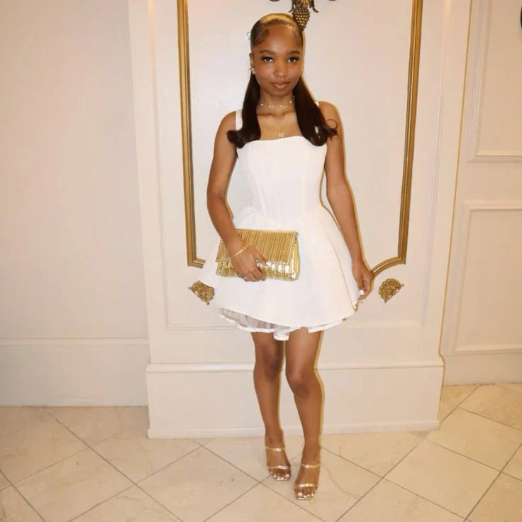 Cute Shoulder Strap A-line Back Strappy 17th Birthday Short Skirt Homecoming Dress