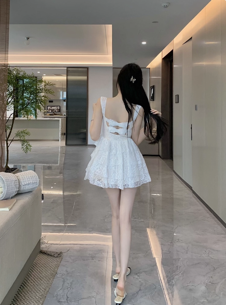 Sweet White Lace Strapless A-Line 17th Birthday Homecoming Dress