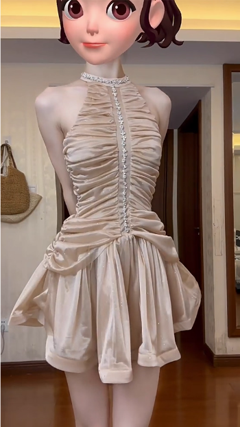 Sweet Waist Rhinestone A-line Cake Birthday Dress Homecoming Dress