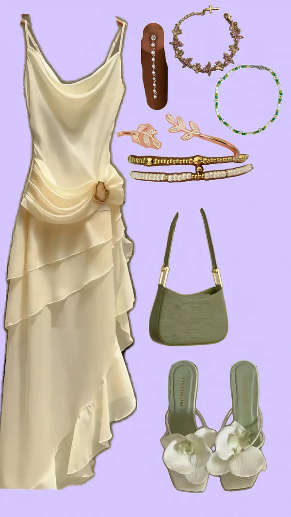 Elegant Chiffon Ivory Strap Irregular Birthday Dress Homecoming Dress