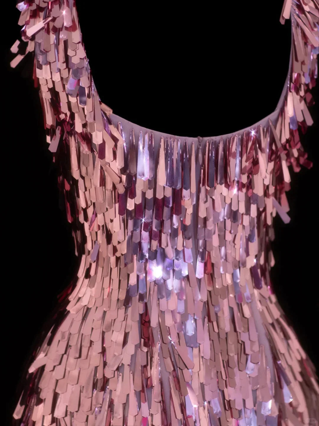 Gorgeous Pink Square Neck Sequin Tassel Slim Birthday Party Homecoming Dress