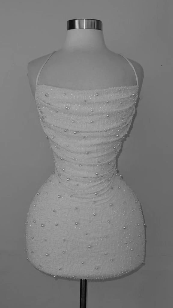 Sweet Pink Pearl Slim Fit Hip Mesh Birthday Party Homecoming Dress