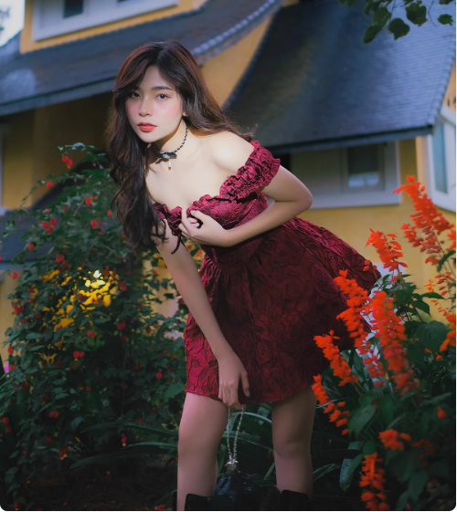 Sweet Burgundy Jacquard Shoulder Strap Waist A-line 17th Birthday Homecoming Dress