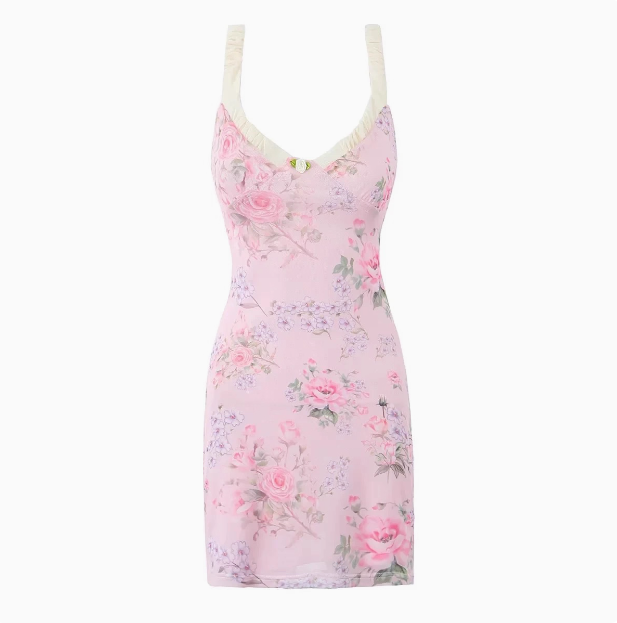 French Floral Hip Strap Birthday Short Skirt Homecoming Dress