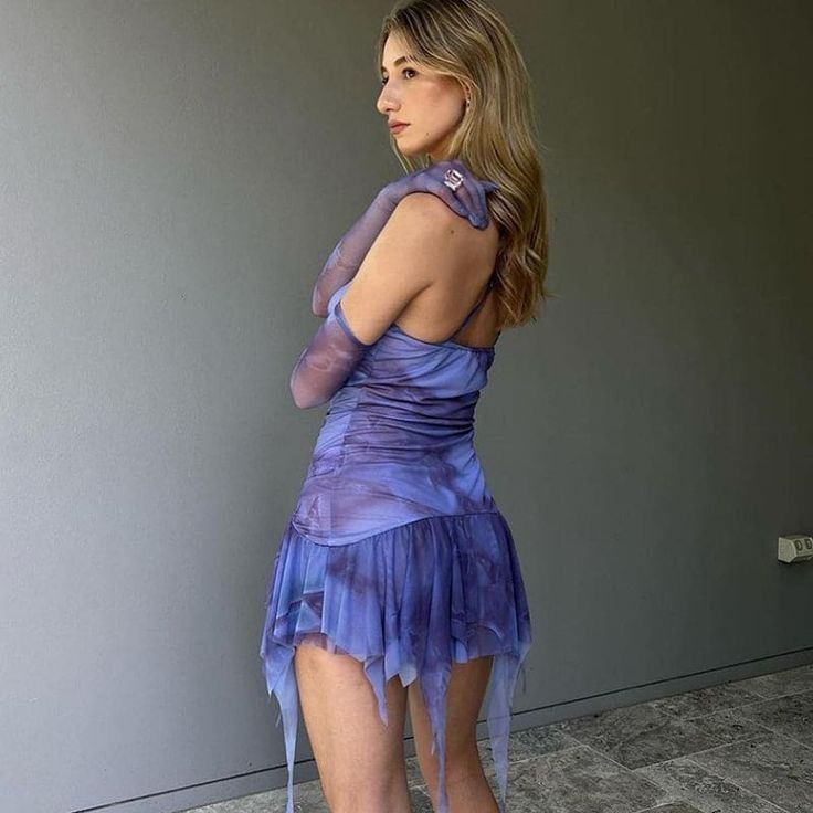 Dreamy Purple Irregular Mesh Birthday Party Homecoming Dress
