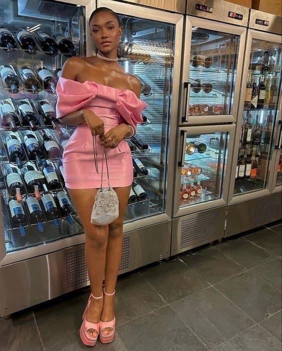 Cute Pink Bow One Shoulder Slim Fit Hip 17th Birthday Homecoming Dress