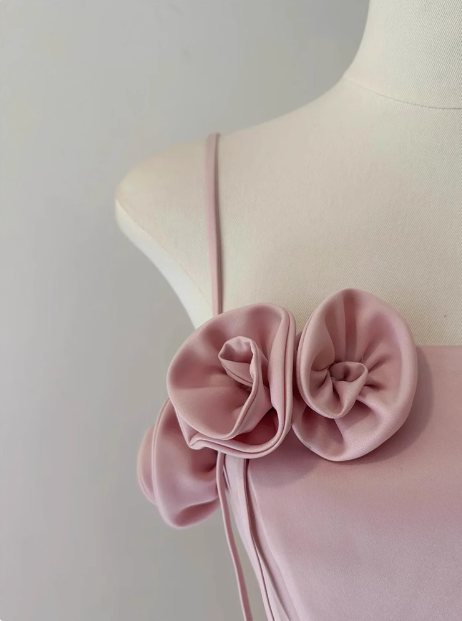 Sweet Tube Top Suspenders Waist Flower Birthday Skirt Homecoming Dress