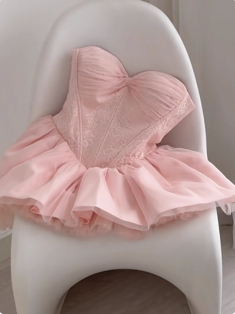 Cute Pink Tulle Birthday Tutu Homecoming Dress