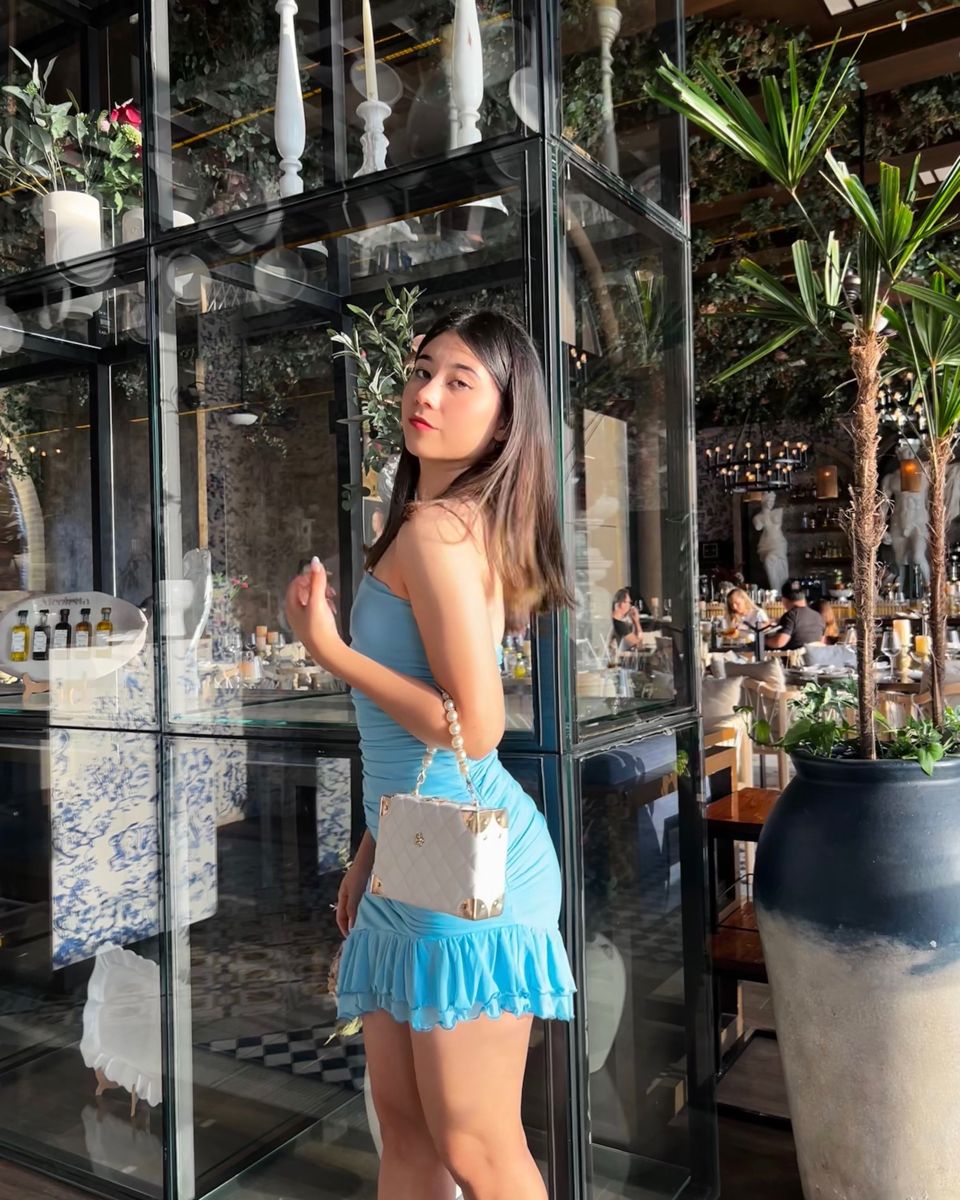 Elegant Light Blue Tube Top Pleated Irregular Ruffles Slim Hip Birthday Party Homecoming Dress