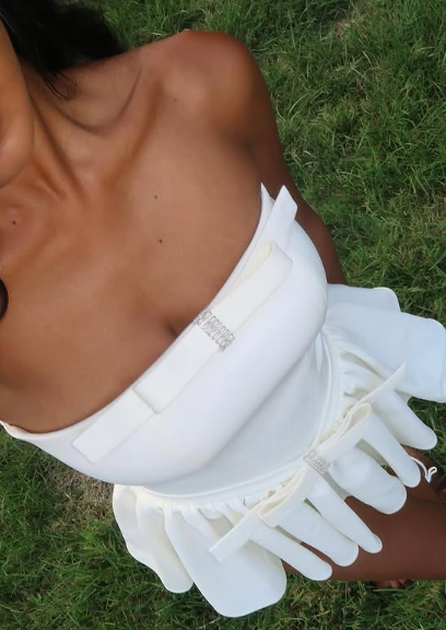 Sweet White Tube Top Bow Waist Mini 17th Birthday Homecoming Dress