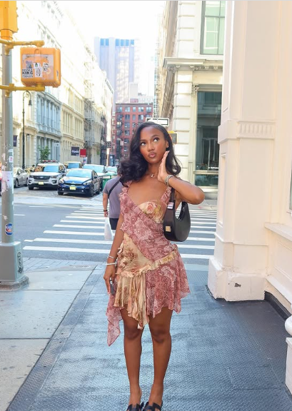 Retro Print Strap Chiffon Irregular Birthday Short Skirt Homecoming Dress