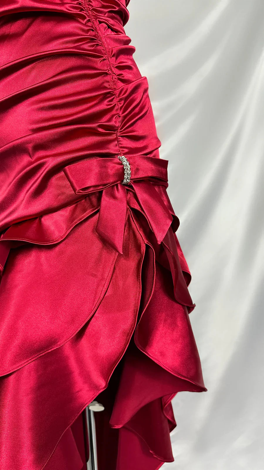 Stunning Red Satin Halter Neck Irregular Birthday Dress Homecoming Dress