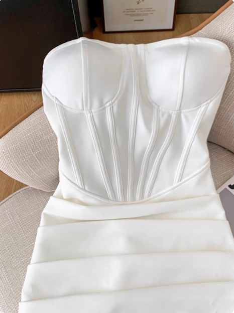 Simple Tube Top Herringbone Slim Fit 17th Birthday Homecoming Dress