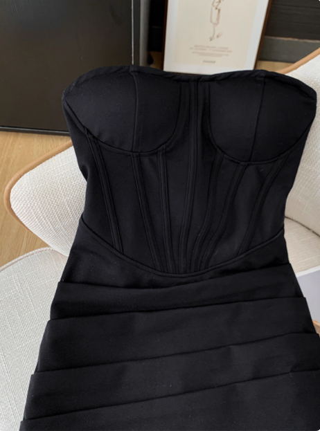 Simple Tube Top Herringbone Slim Fit 17th Birthday Homecoming Dress