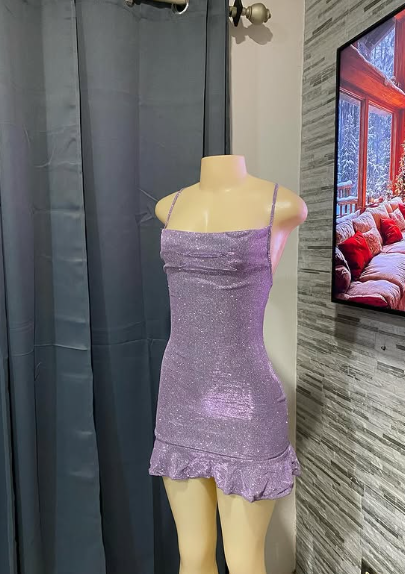 Charming Purple Halter Neck Shimmering Birthday Dress Homecoming Dress