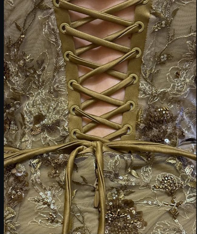 Vintage Olive Gold-Brown Mermaid Spaghetti Strap Sequined Embroidered Long Prom Dress Evening Dress