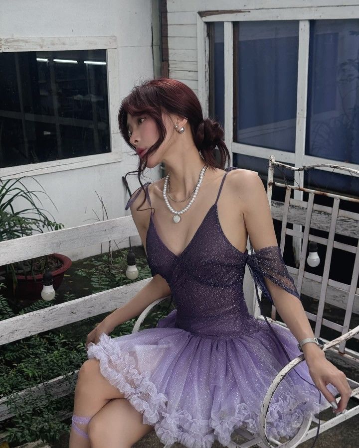 Dreamy Purple Gradient Glitter A-line 18th Birthday Homecoming Dress