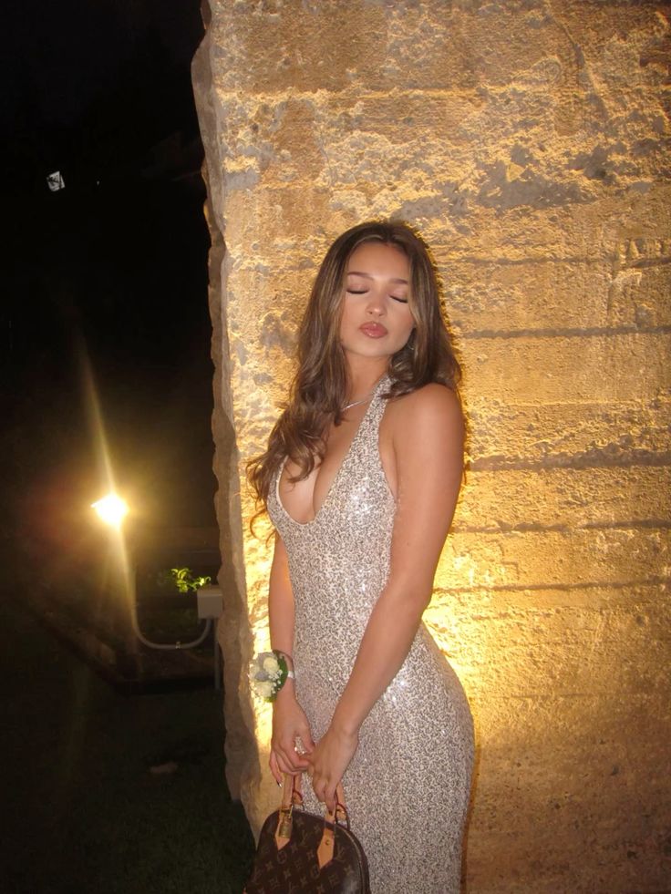 Glamorous Silver Mermaid Halter Neck Deep V Sequin Long Prom Dress Evening Dress