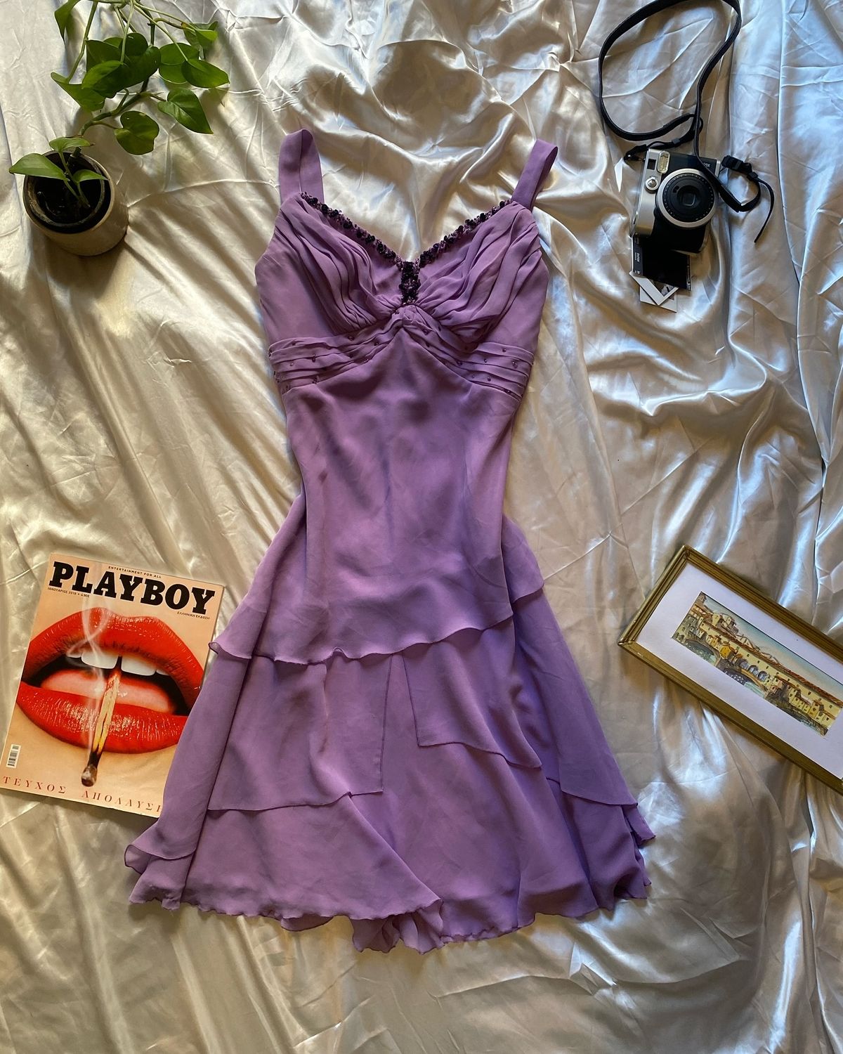 Elegant Purple Sleeveless Beaded Multi-layered Ruffled Chiffon Short 16th Birthday Homecoming Dress