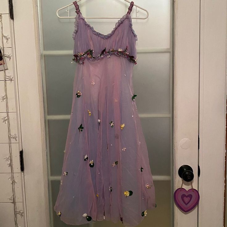 Dreamy Forest Purple Suspender Embroidered Tulle A-line Birthday Party Homecoming Dress