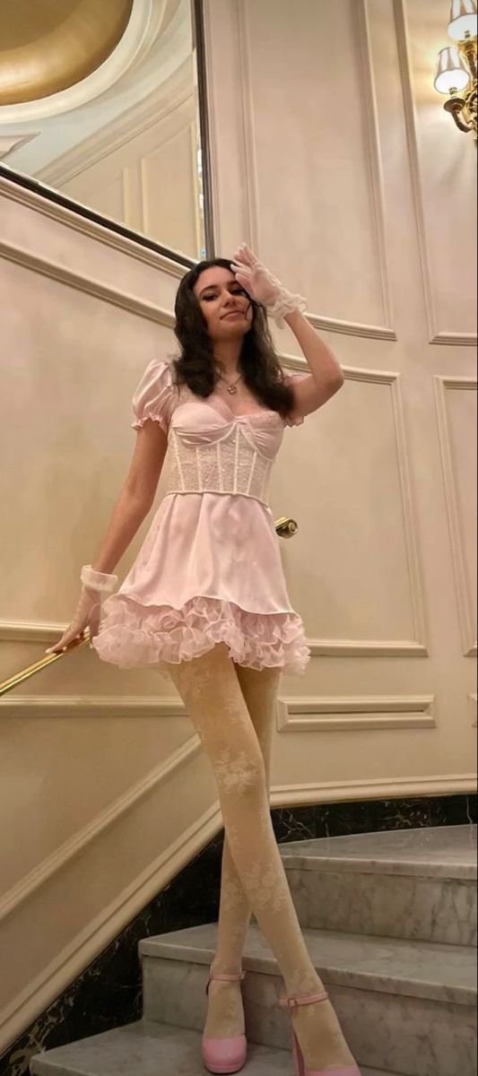 Sweet Pink Puff Sleeve Lace Waist Satin A-Line Birthday Party Homecoming Dress