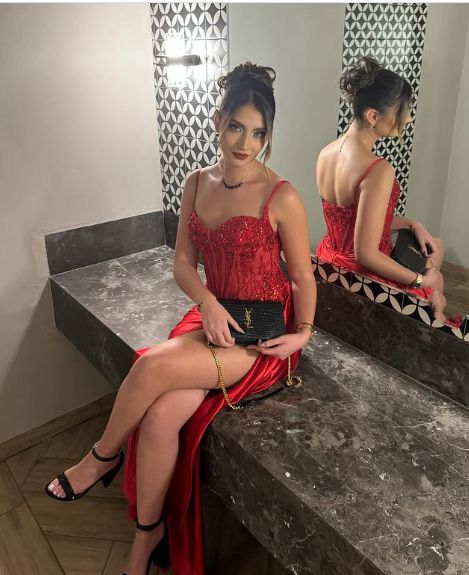 Sexy Luxury Red Mermaid High-Slit Sequin Satin Long Prom Dress Evening Dress