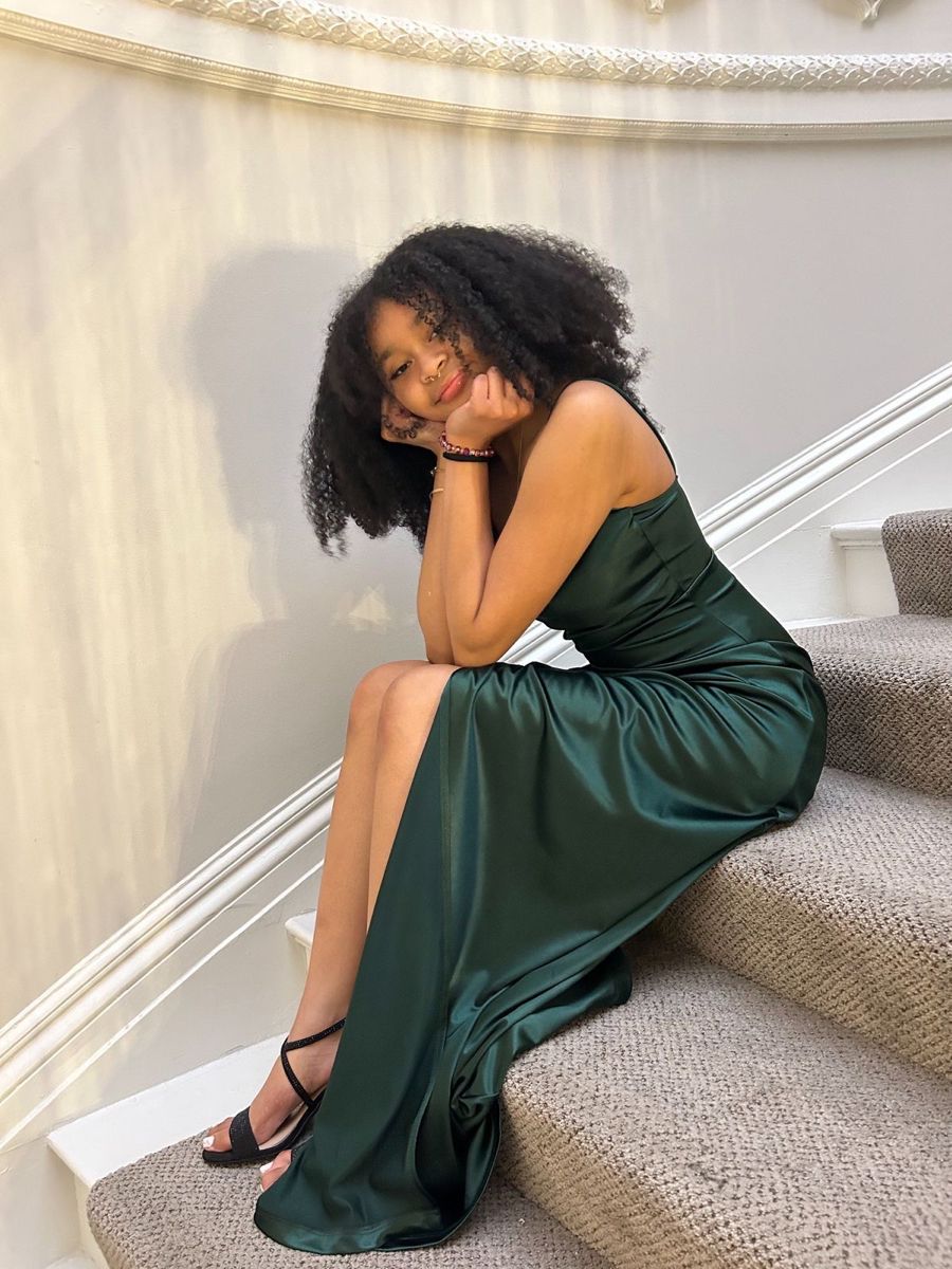 Elegant Dark Green Slim-Fit Camisole Ruched Slit Satin Long Prom Dress Evening Dress