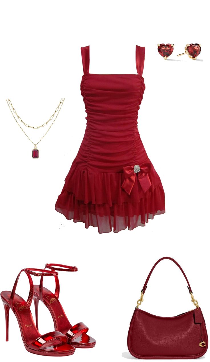 Sweet Red Square Neck Bow Pleated Chiffon 17th Birthday Homecoming Dress