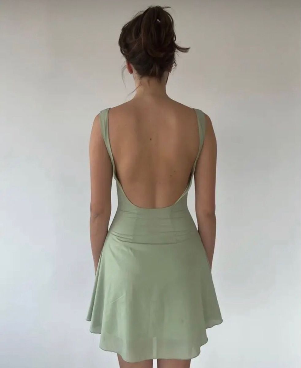 Elegant Light Green Backless Slim Chiffon Birthday Party Homecoming Dress