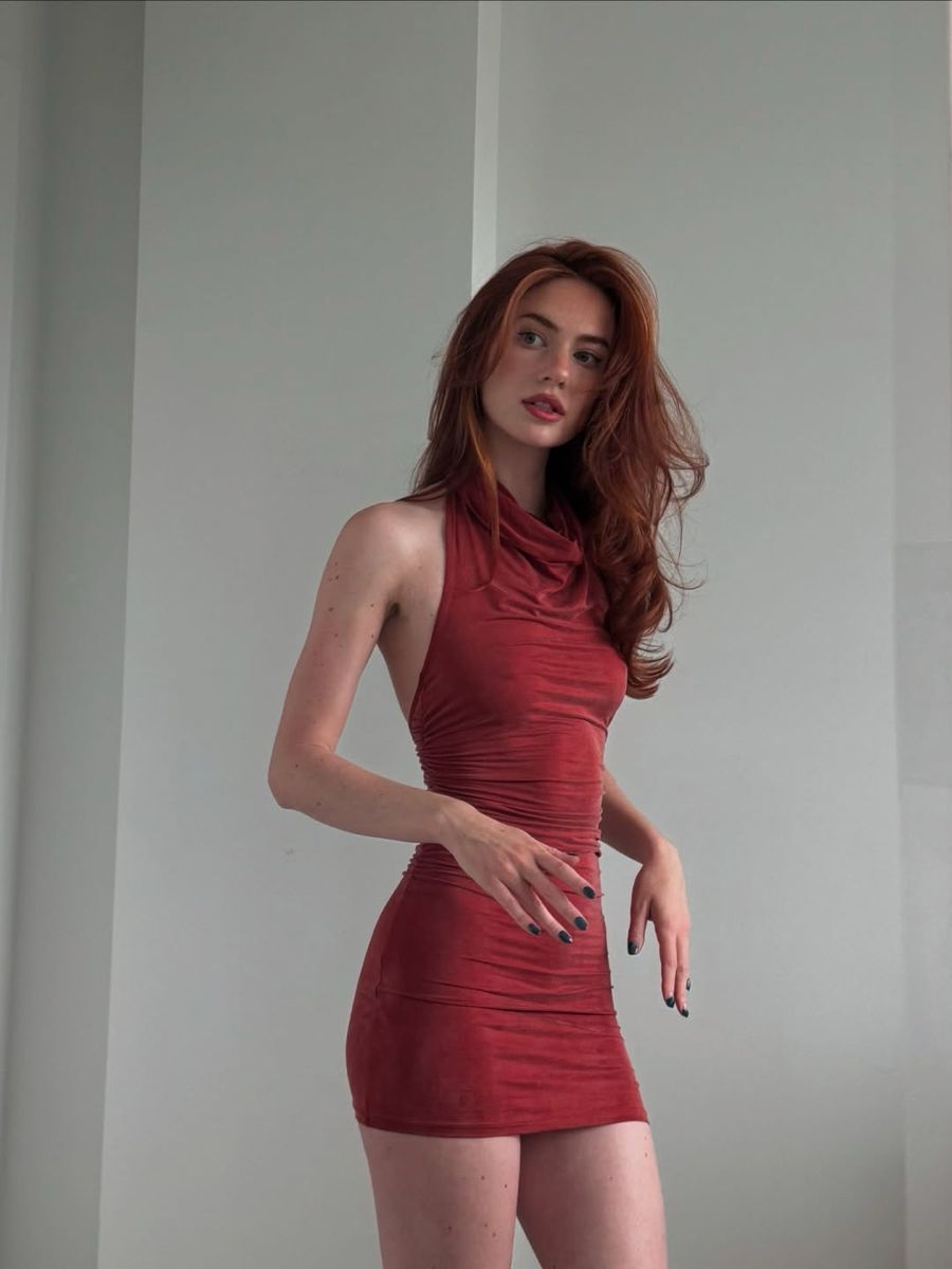 Elegant Brick Red High Collar Open Back Slim Hip Birthday Party Homecoming Dress
