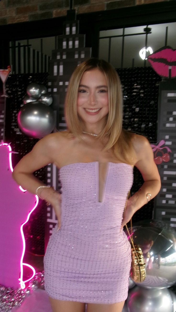 Shining Pink Deep V Hollow Sequin Slim Fit Hip Birthday Party Homecoming Dress