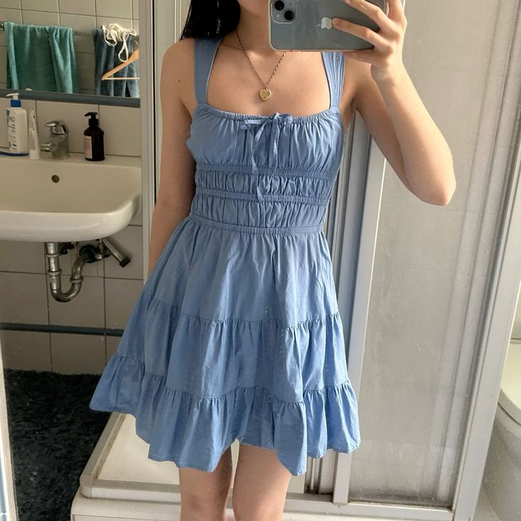 Fresh And Sweet Light Blue Waist A-line 16th Birthday Short Skirt Homecoming Dress