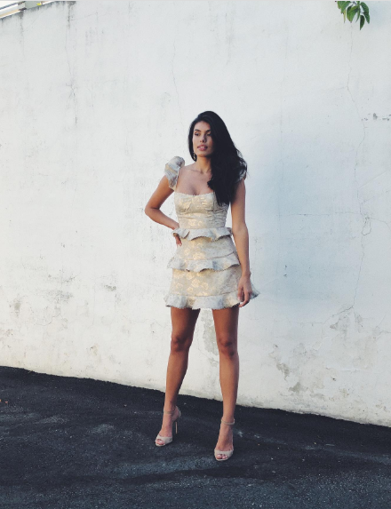 Retro Off-white Gold Pattern Ruffle Waist A-line Jacquard Birthday Party Homecoming Dress