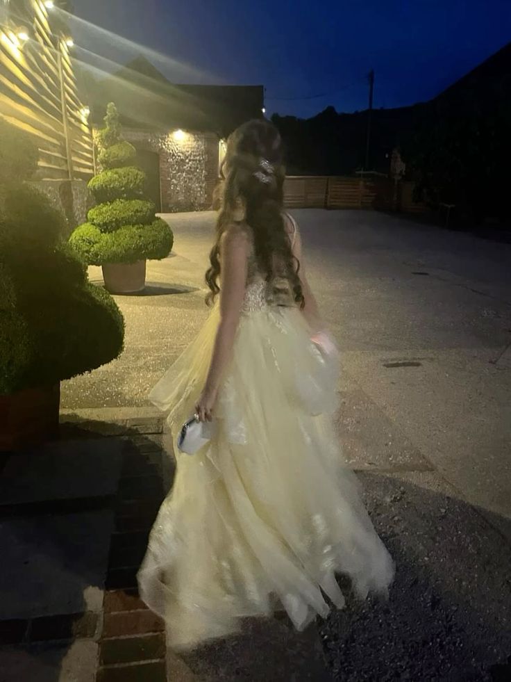 Sweet Pale Yellow A-line Multi-layer Cake Lace Tulle Long Prom Dress Evening Dress Bridesmaids Dress