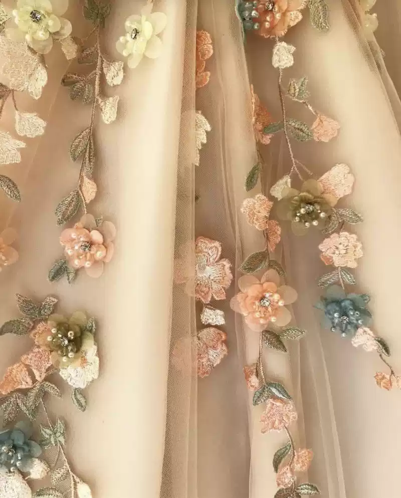 Charming One Shoulder Floral Champagne Long Prom Dresses, 3D Flowers Champagne Formal Evening Dresses