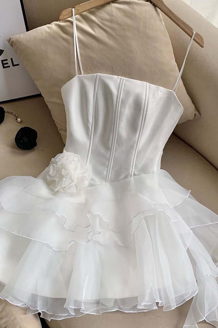Charming Pink Spaghetti Straps Tulle Satin A-Line Mini Homecoming Dress Short Party Dress