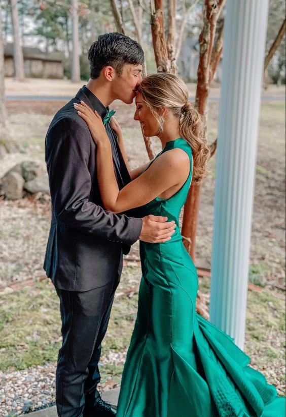 Sexy Green Mermaid Long Backless Prom Dresses