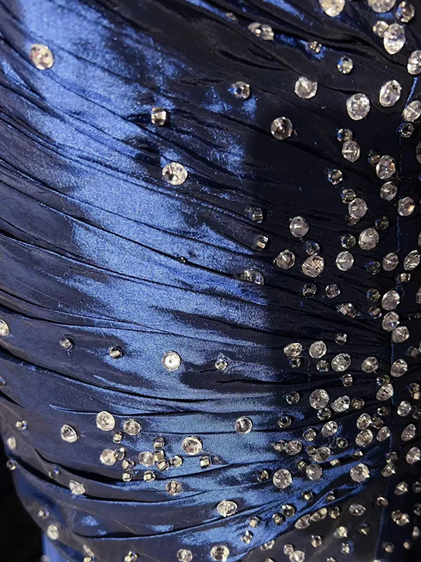 Sexy Sweetheart Blue Mermaid Satin Beaded Long Prom Dress Party Gown