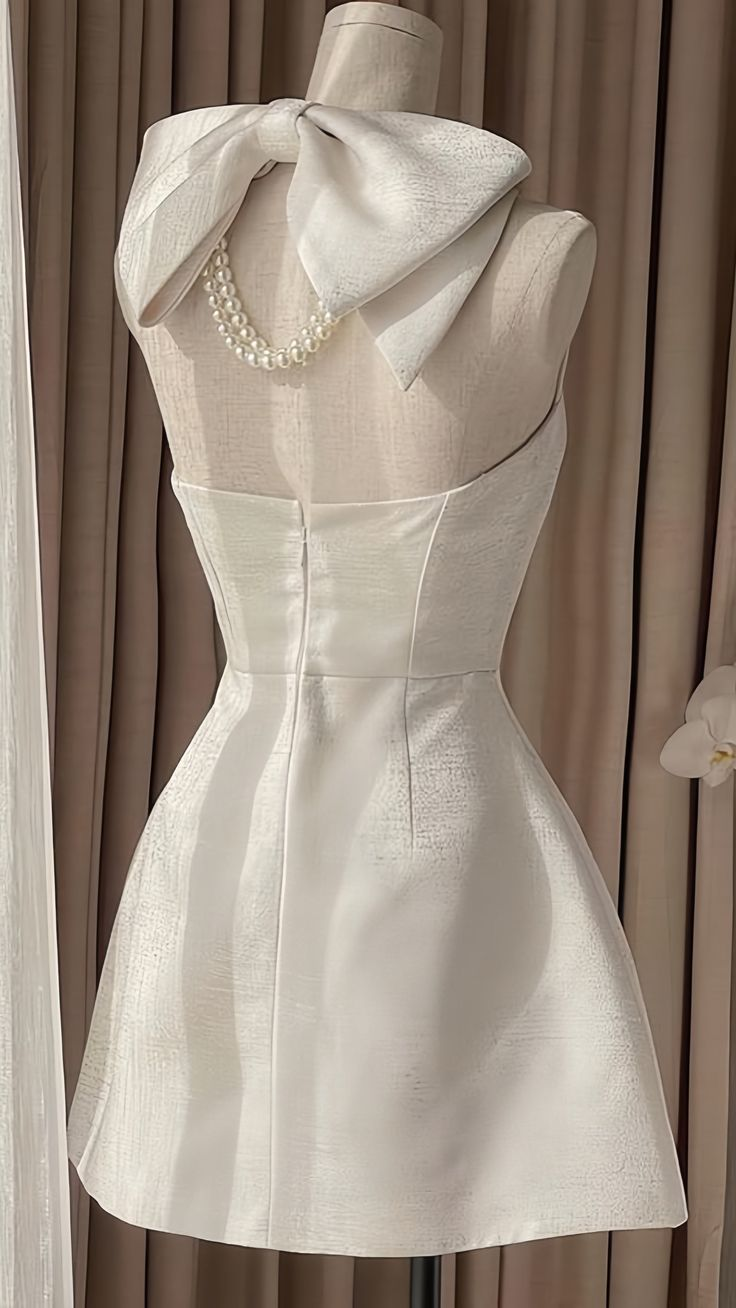 Elegant Halter A Line Short Prom Dress Formal 8th Grade Homecoming Dress
