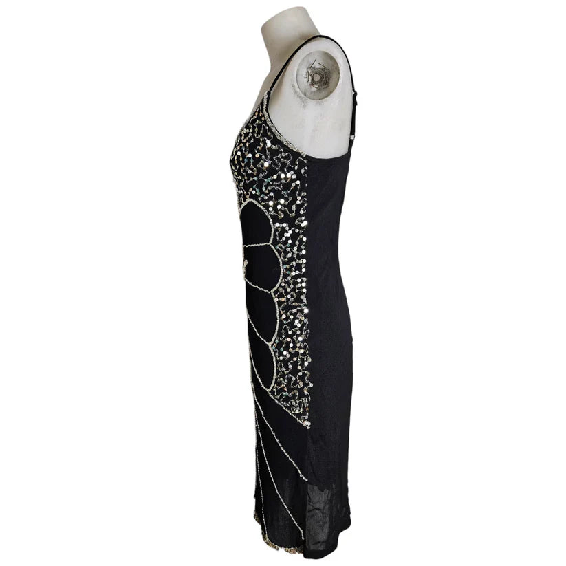Vintage Black Strapless Butterfly Sequin Birthday Short Skirt Homecoming Dress