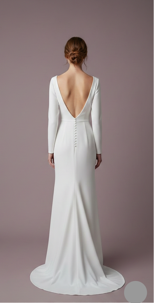 Plain Wedding Dress Unique Couture Long Button Back Bridal