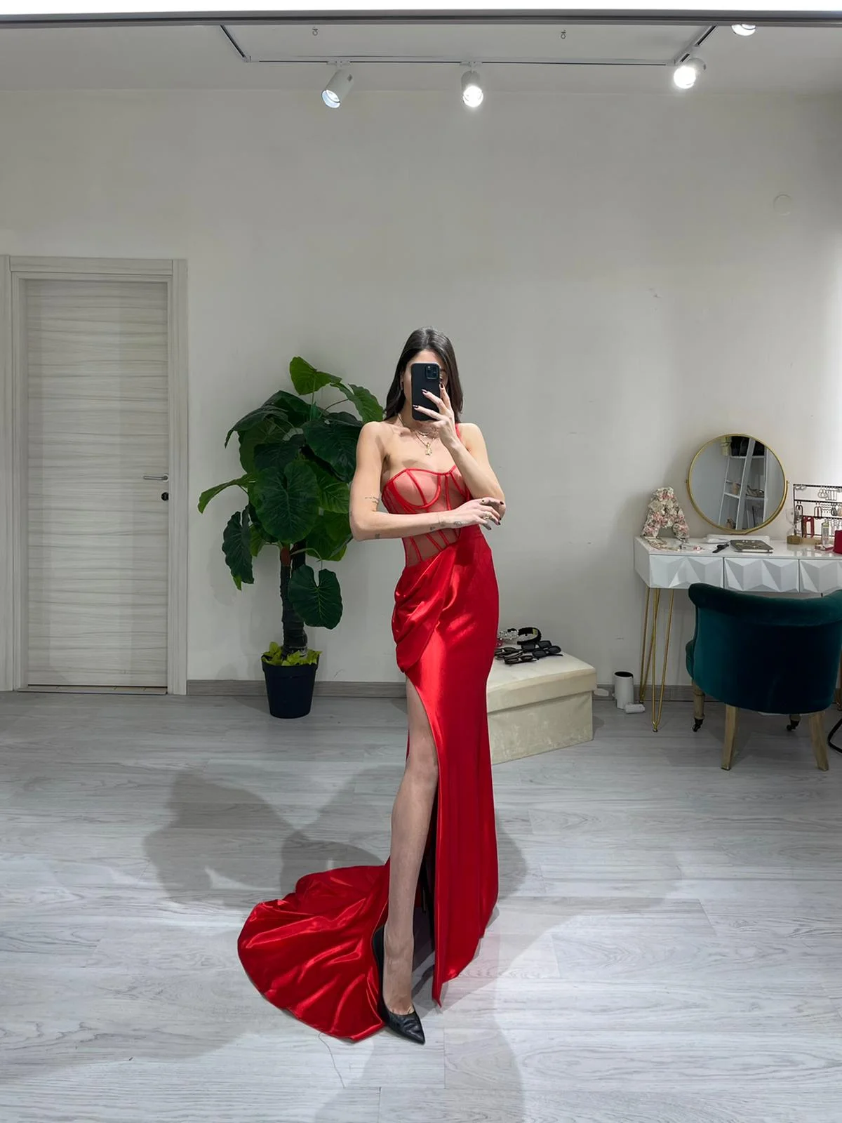 Sexy Mermaid Prom Dress With Split See-through Evening Dress