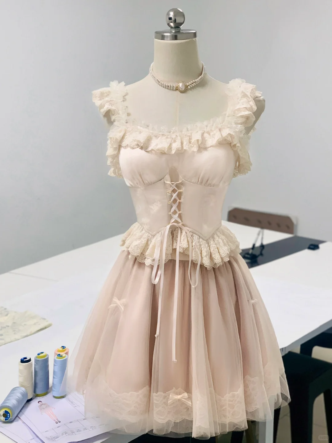 Cute Light Blush Pink Tulle Lace A Line Birthday Dress Formal 6th Grade Homecoming Dress